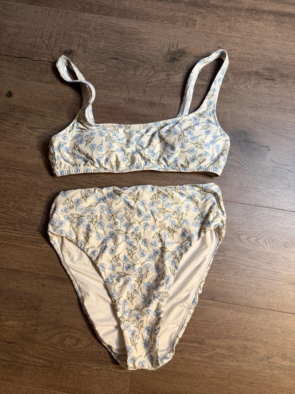 J. Crew Cream Floral High-Waist Bikini Set